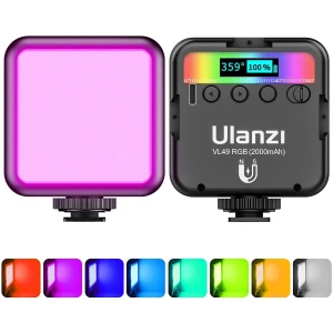 Lumiere Photo, ULANZI VL49 LED Photo RGB avec Batterie Intégrée Charge, RGB Full Color Mode, éclairage Lampe Vidéo Portable 2500K-9500K Couleur Température Réglable pour la Photographie